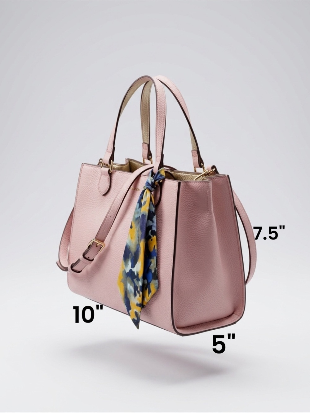 Anne Klein Pink Pebbled Leather Crossbody Tote with Scarf office bag fashion bag